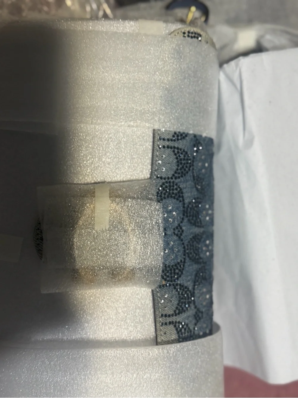 Coach Tabby shoulder bag in denim blue with crystal accents